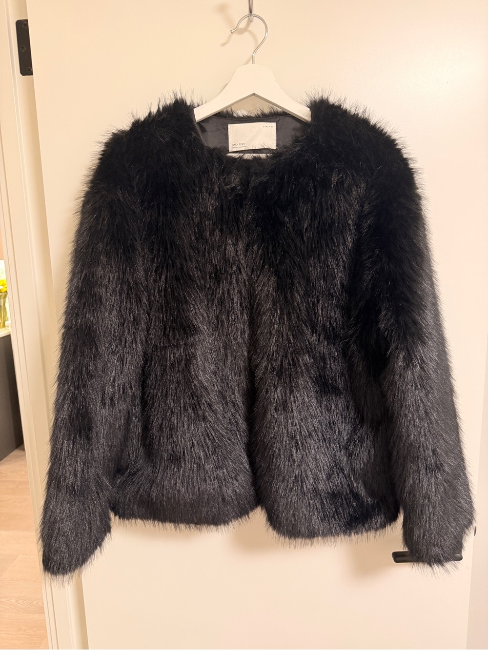 Oak + Fort Black Faux Fur Jacket